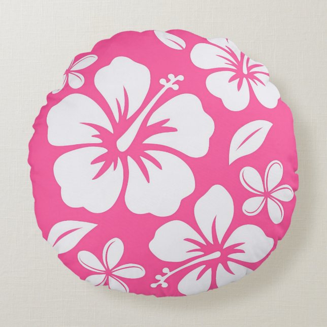 Tropische Pink Beach Blume Rundes Kissen (Vorderseite)