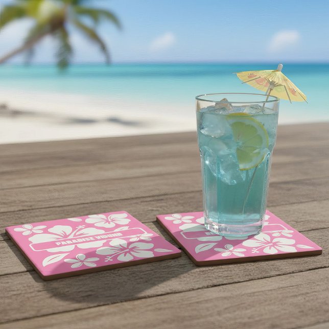 Tropische Pink Beach Blume Steinuntersetzer (Tropical Pink Beach Coasters)