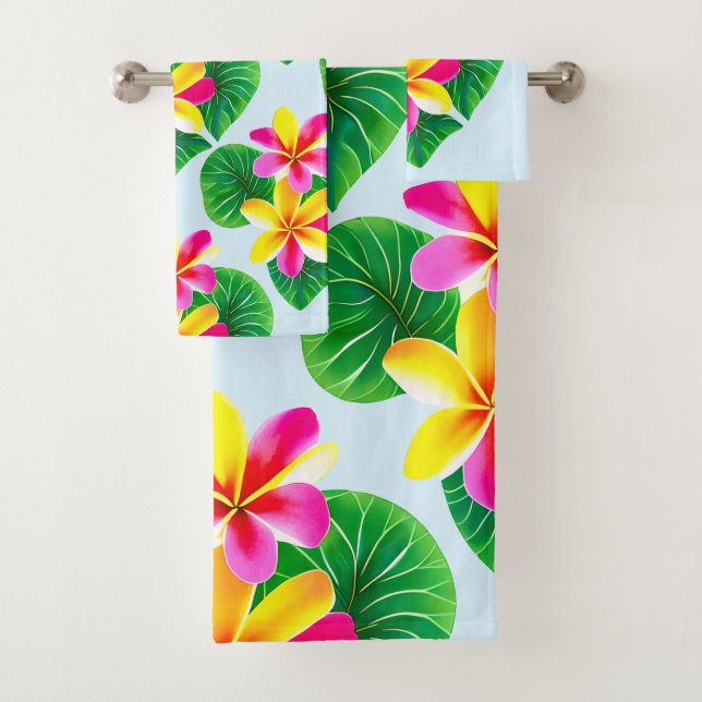 Tropische Plumeria-Blume Badhandtuch Set (Insitu)