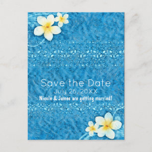 Tropische Plumeria Blume Blauer Sommer Save the Da Ankündigungspostkarte