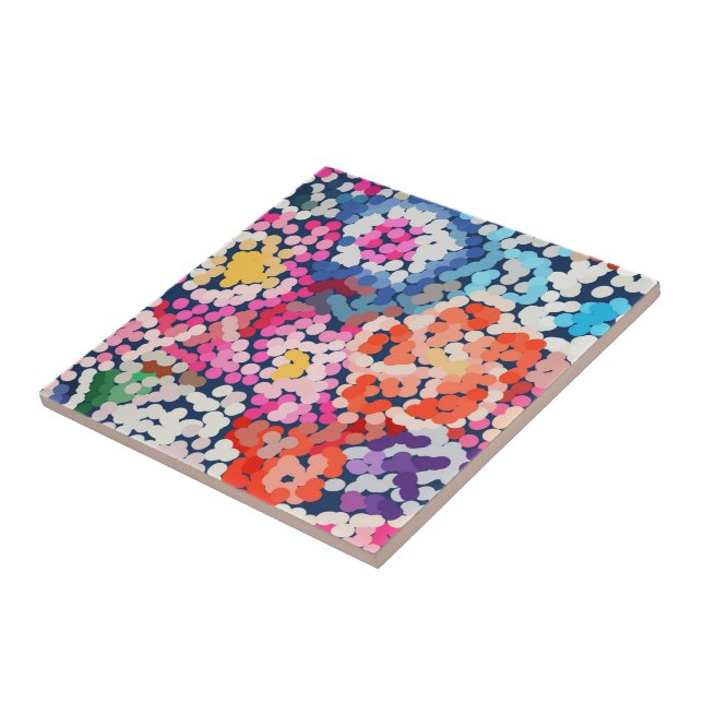 Tropische Plumeria Dotted Gepunktete Blume Abstrak Fliese (Seite)