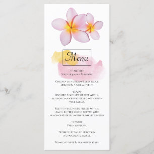 Tropische Plumeria Frangipani Wedding Menükarte