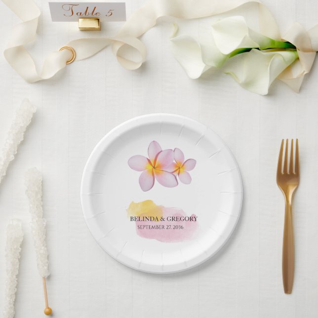 Tropische Plumeria Frangipani Wedding Pappteller (Hochzeit)