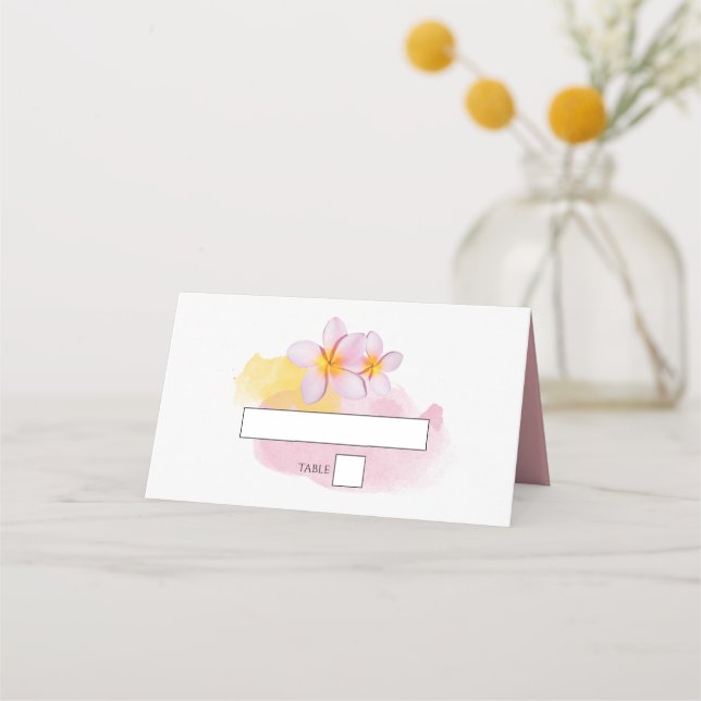 Tropische Plumeria Frangipani Wedding Platzkarte (Vorderseite)