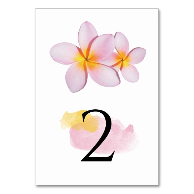 Tropische Plumeria Frangipani Wedding Tischnummer (Vorderseite)