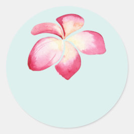 Tropische Plumeria Pink-Gastgeschenk Hochzeit-Aufk Runder Aufkleber
