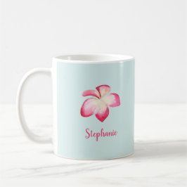 Tropische Plumeria Pink Wasserfarbe Kaffeetasse