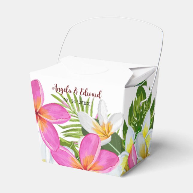 Tropische Plumeria Temple Tree Gastgeschenk Hochze Geschenkschachtel (Vorderseite)