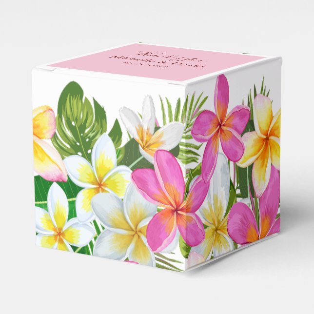 Tropische Plumeria Temple Tree Gastgeschenk Hochze Geschenkschachtel (Vorderseite)