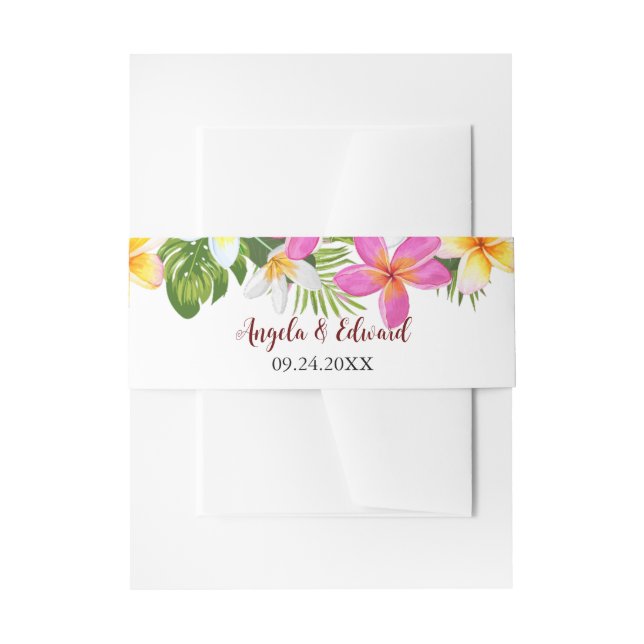 Tropische Plumeria Temple Tree Wedding Einladungsbanderole (Vorderseite Beispiel)