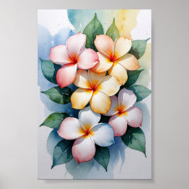 Tropische Plumeria-Wasserfarben-Harmonie Poster
