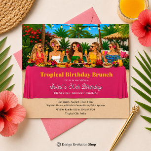 Tropische Poolparty-Brunch-Einladung Einladung