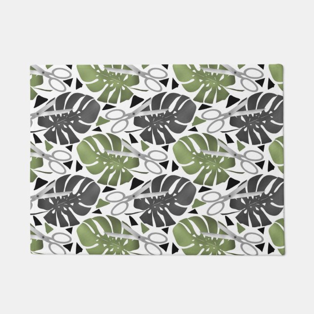 Tropische Print Monstera Leaves Fußmatte (Vorderseite)