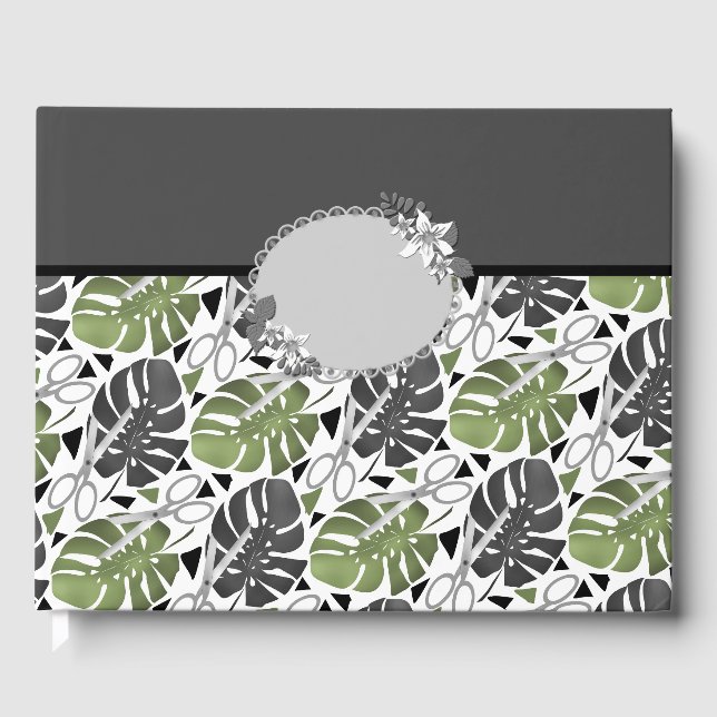 Tropische Print Monstera Leaves Gästebuch (Vorderseite)