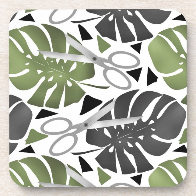 Tropische Print Monstera Leaves Getränkeuntersetzer (Vorderseite)