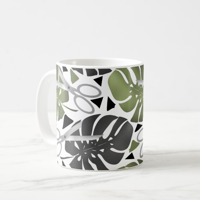 Tropische Print Monstera Leaves Kaffeetasse (Vorderseite Links)