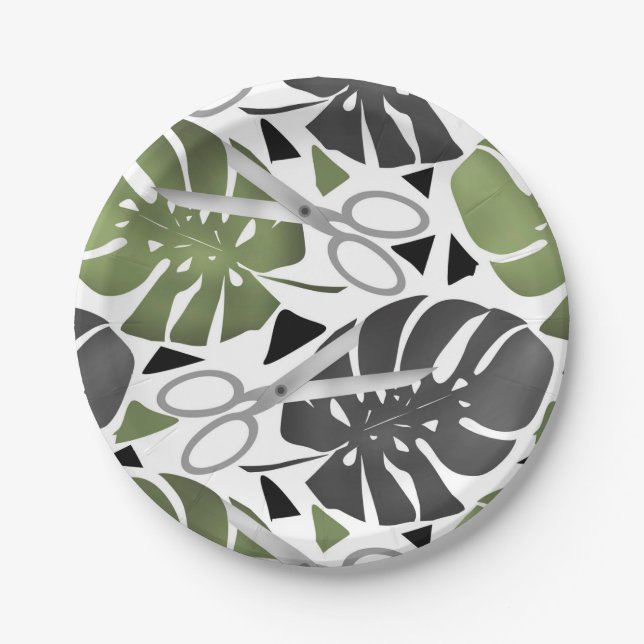 Tropische Print Monstera Leaves Pappteller (Vorderseite)