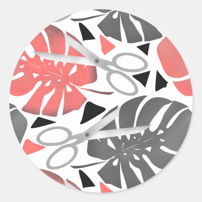 Tropische Print Monstera Leaves Runder Aufkleber (Vorderseite)