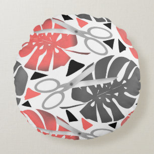 Tropische Print Monstera Leaves Rundes Kissen