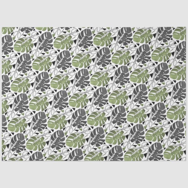 Tropische Print Monstera Leaves Seidenpapier (Vorderseite)