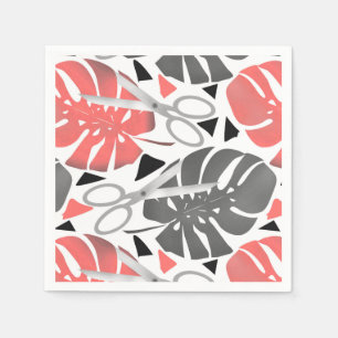 Tropische Print Monstera Leaves Serviette