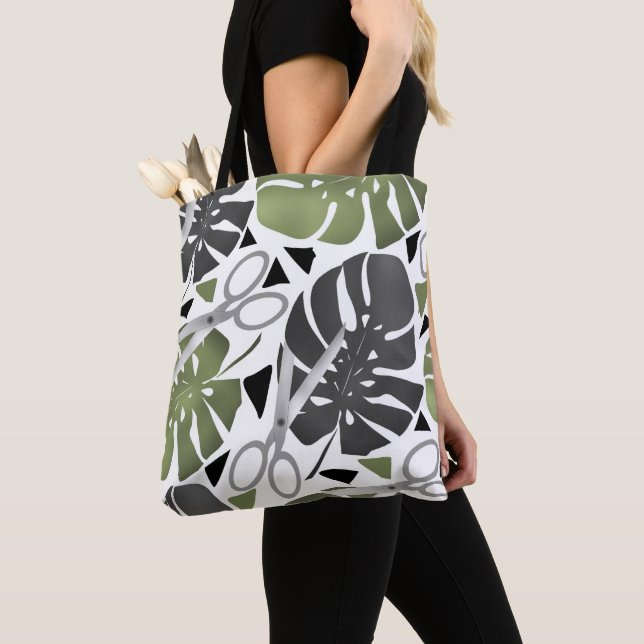 Tropische Print Monstera Leaves Tasche (Von Nahem)
