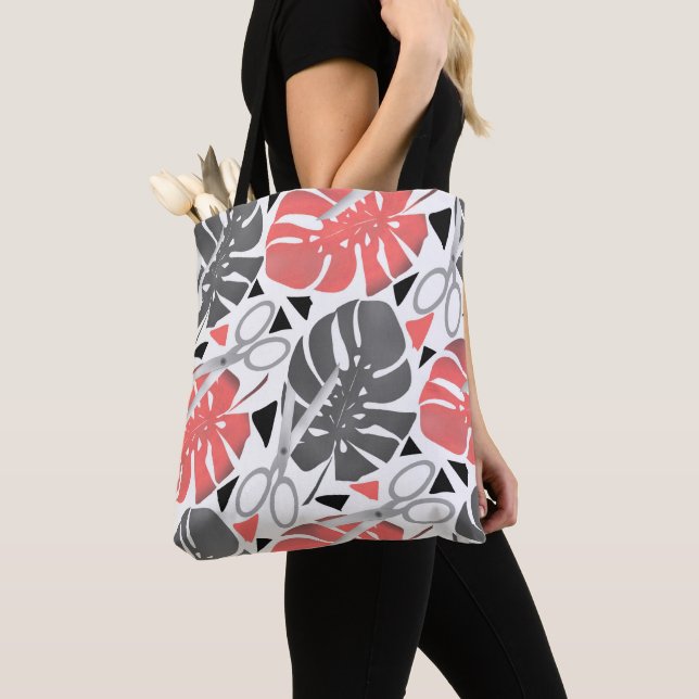 Tropische Print Monstera Leaves Tasche (Von Nahem)