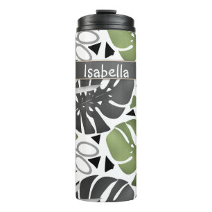 Tropische Print Monstera Leaves Thermosbecher