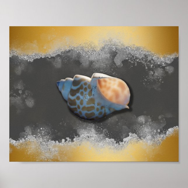 Tropische Printable Art aus Gold und Weiß Poster (Vorne)