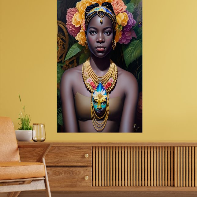Tropische Prinzessin mit großer Halskette Poster (Wohnzimmer 2)