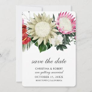 Tropische Protea Monstera Botanische Rettet das Da Save The Date