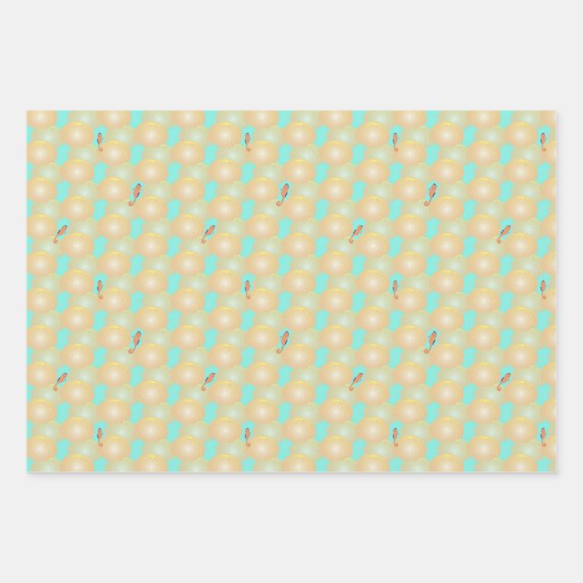 Tropische Quallen-Umhüllungsblätter Geschenkpapier Set (Vorderseite)