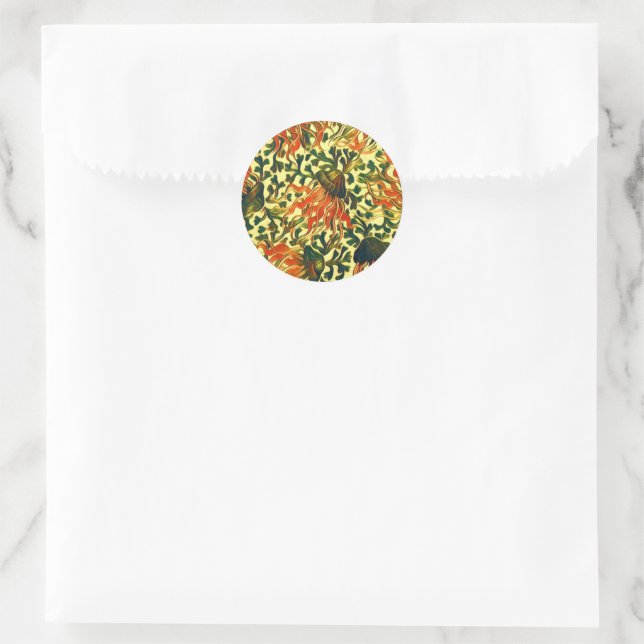 Tropische Quallen Unterwasser Meer Kunst Runder Aufkleber (Tasche)