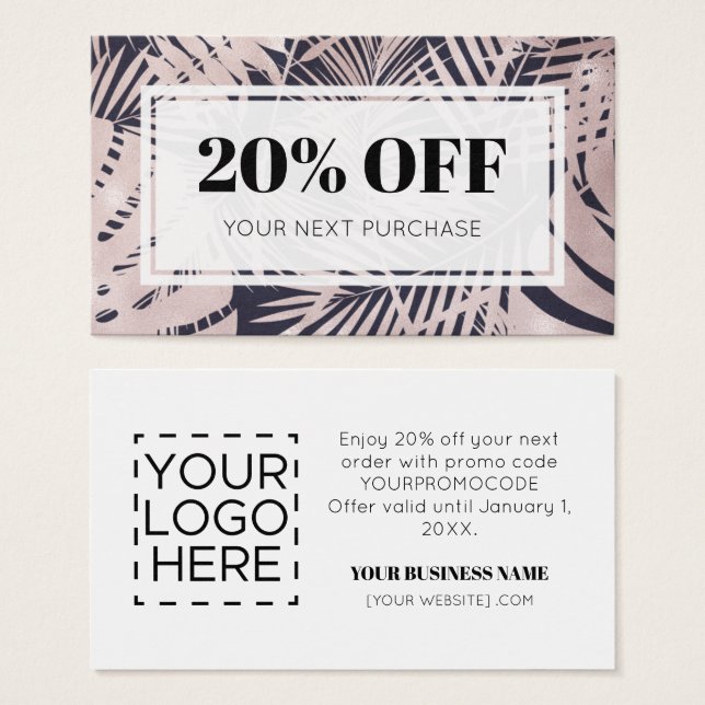 Tropische Rabattkarten für Werbecode-Logos (Vorne & Hinten)