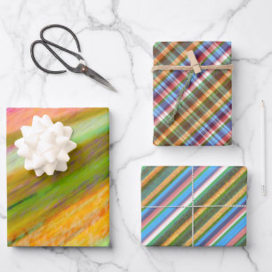 Tropische Regenbogen-Blätter, Retrofarbe Geschenkpapier Set