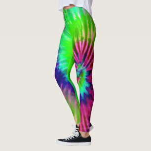 Tropische Regenbogen Grüne Magenta Sternexplosion  Leggings