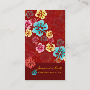 TROPISCHE RETRO-BOLD-BLUME, HIBISKUS VISITENKARTE