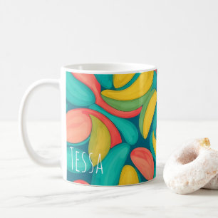 Tropische Retro Organische Wirbel Farbige Petal Ku Kaffeetasse