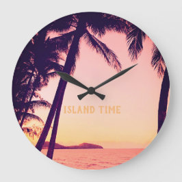 Tropische Retro-Uhr - Inselzeit Große Wanduhr