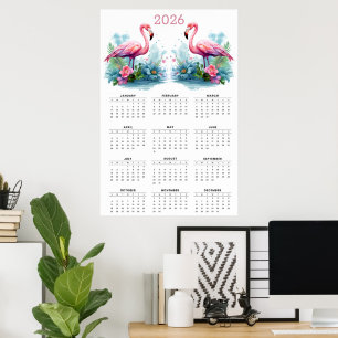 Tropische Romanze: 2026 Flamingo Wandkalender Poster