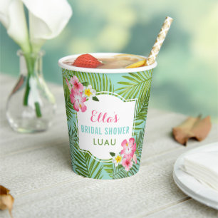 Tropische rosa Blumen-Braut-Party Luau-Party Pappbecher