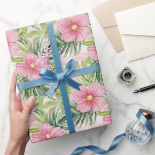 Tropische rosa Blumen Brautparty Geschenkpapier