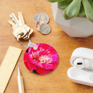 Tropische rosa Blütenfotografie Schlüsselanhänger