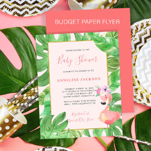Tropische rosa Flamingo Budget-Baby-Party-Einladun Flyer