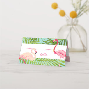 Tropische rosa Flamingo-Hochzeit Platzkarte