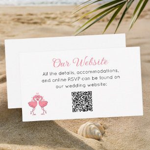 Tropische rosa Flamingo-Strand-Luau-Hochzeitswebsi Begleitkarte