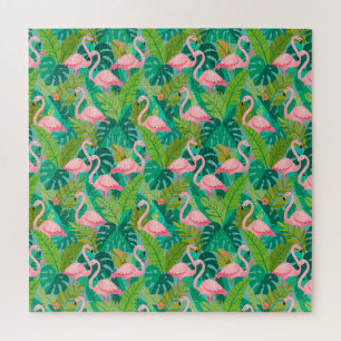 Tropische rosa Flamingos Dschungelfoliage