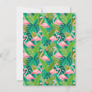 Tropische rosa Flamingos Dschungelfoliage Dankeskarte