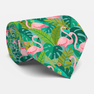 Tropische rosa Flamingos Dschungelfoliage Krawatte