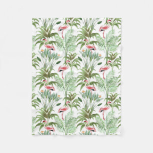 Tropische rosa Flamingos Fleecedecke
